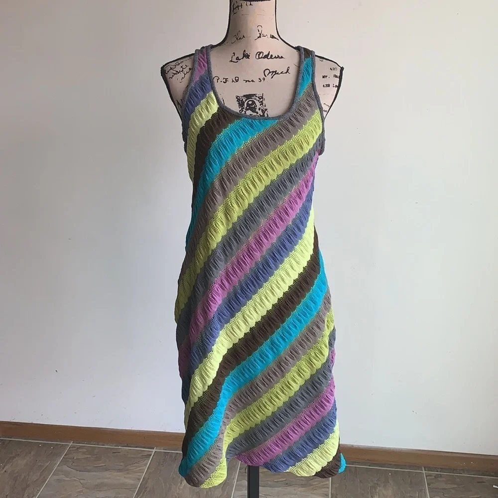 Muse Striped Sleeveless Pastel Dress Size Medium